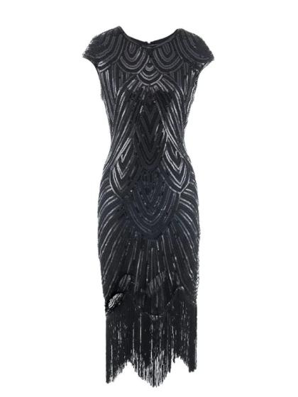 Винтажное платье в стиле Грейт Гетсби 1920-х черное