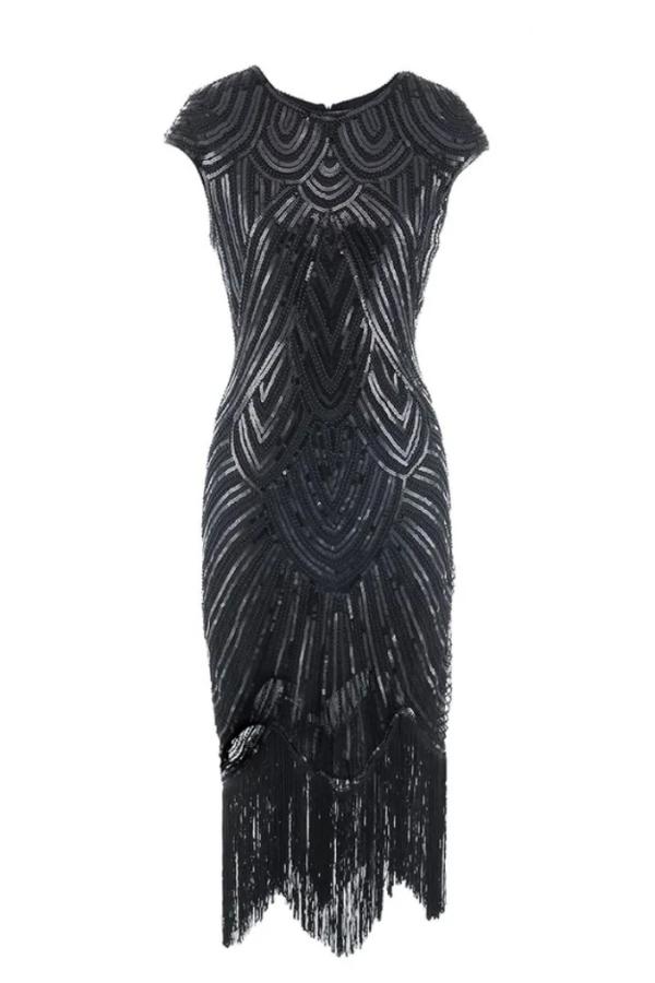 Винтажное платье в стиле Грейт Гетсби 1920-х черное изображение 1